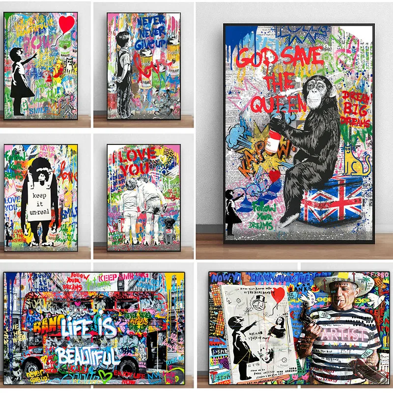 Graffiti Pop Canvas Painting Love Posters And Prints Street Abstract Wall Art Kids Decor Painting Home Decor Mural Unframed