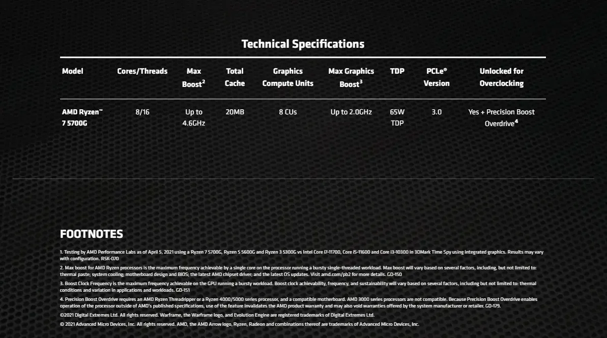معالج AMD Ryzen 7 5700G R7 5700G الجديد 3.8 جيجا هرتز 8-Core 16-Thread 65W مقبس AM4 بدون مروحة