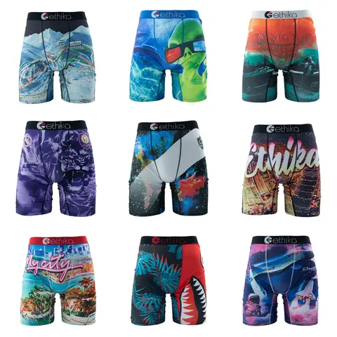 ETHIKA Men Underwear Boxers 1Pcs Sexy Breathable Mesh Crotch Man Swimming Underpants Plus Size Mens Panties Men's Boxers Briefs