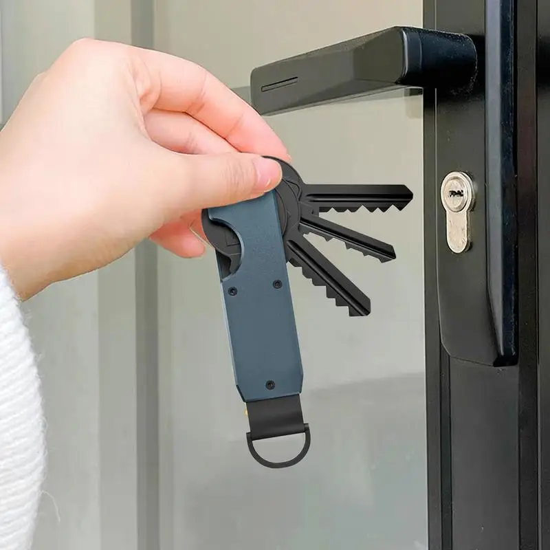 أداة تنظيم جيب من سبائك الألومنيوم ، حامل حافظة قابل للطي ، تأمين سلسلة المفاتيح ، ستة مفاتيح