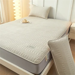1PC Fitted Sheet Pure Cotton Bed Cover Skin-Friendly Mattress Protective Cover Class A Solid Color Bedspreads Queen King Bedding
