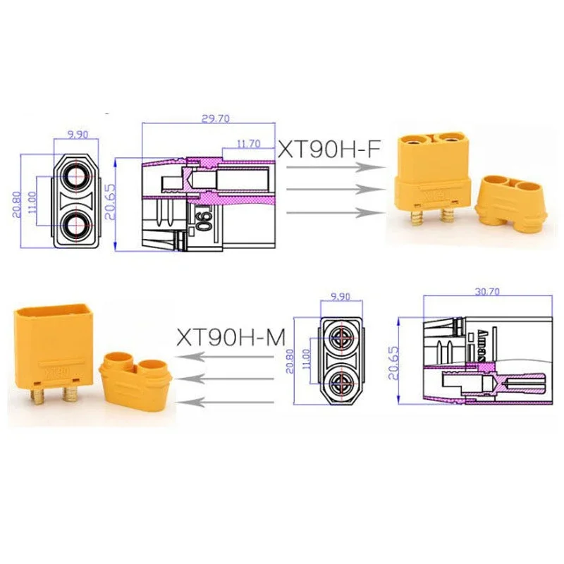 XT90H Male to XT90 Female Llithium Battery Balanced Charging Extension Cable Model Airplane XT90 to XT60 Battery Conversion Line