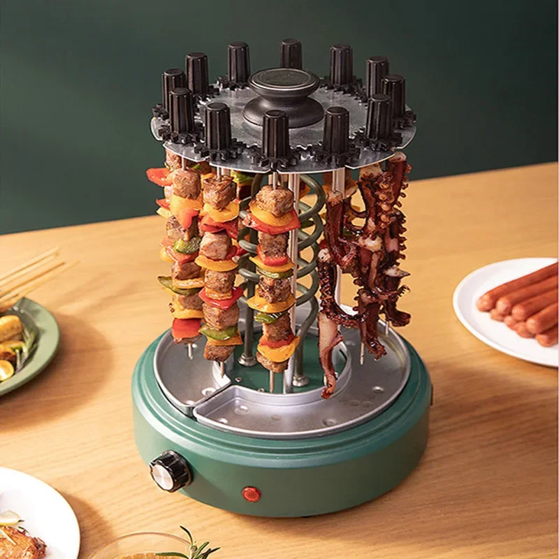 Stainless Steel Rotisserie 12pcs 360 Degree Rotating Kebab Grill Electric Bbq Skewers Rotating Smoke-free Barbecue Machine