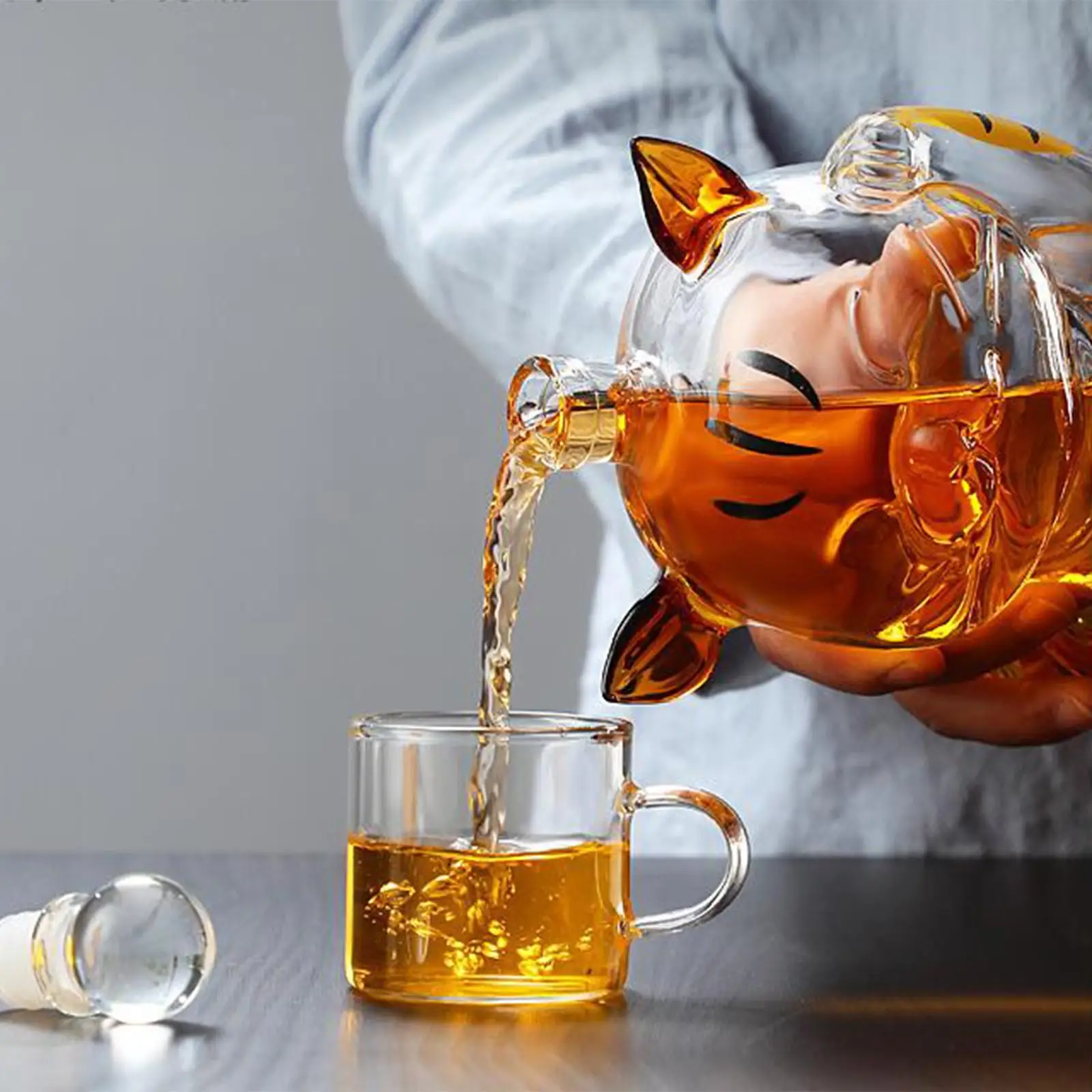 

Cat Shaped Glass Decanter with Stopper Dispenser 1000ml for Party Home