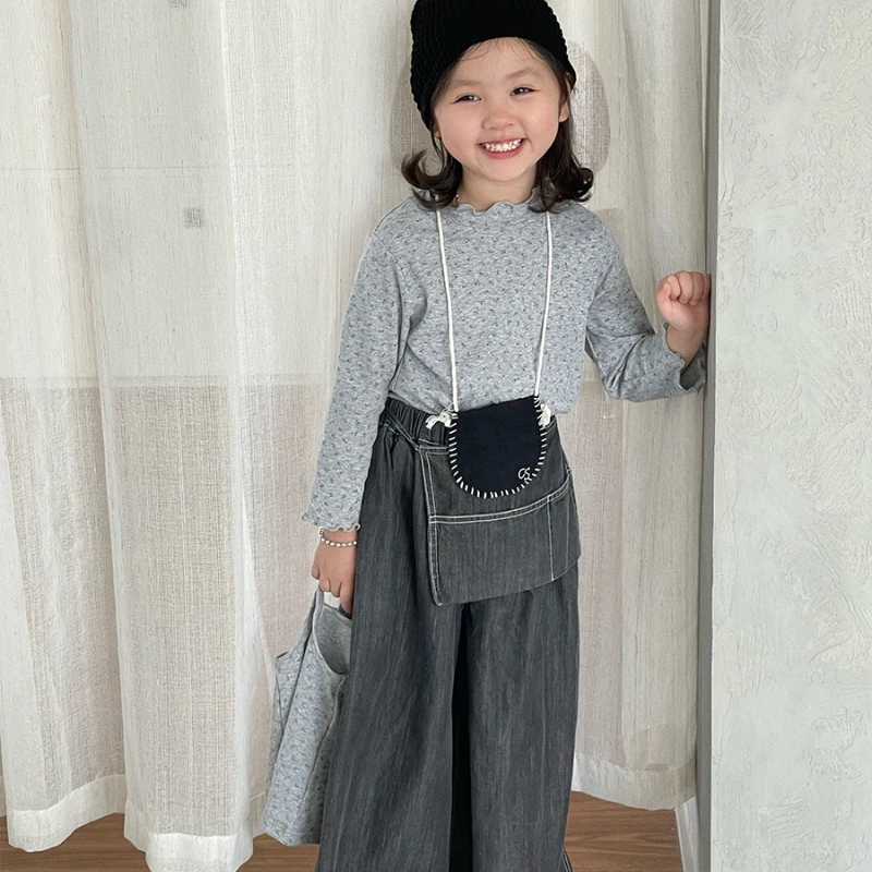 Shirt Jeans Pants Girl 2024 Autumn New Korean Sweet Cute Trendy Style Comfortable Simple Chrome