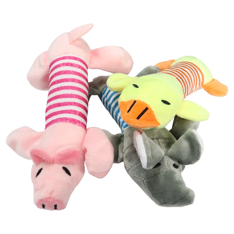 

Pet dog dog cat plush cartoon embroidery bite-resistant decompression duck piglet elephant cute voice toy supplies