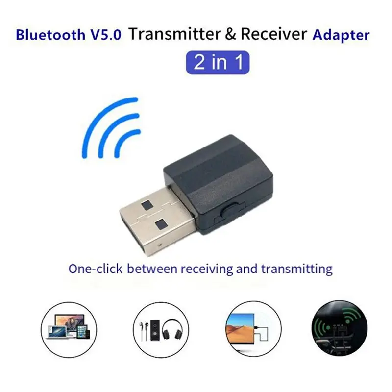 Stable-5.0 Wireless Bluetooth Audio Receiver Transmitter USB 2 In 1 TV Computer Car Amplifier AUX Adapter For Car And TV Speaker