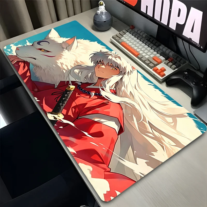 Classic Anime Mouse Pad Computer Keyboard Pad Big Gaming Accessories Inuyasha Office Extended Mat Table Lock Edge Gamer Mousepad