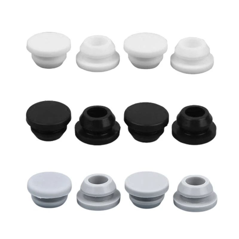 4Pcs Silicone Plug,Rubber Stopper Protective Softness Black 8mm Buckle Hole Sealing Non-slip Foot Mat