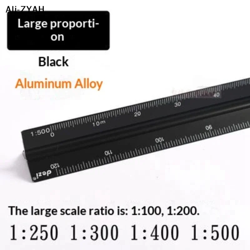 【AH】1Pc 2026 30cm Triangular Scale Ruler 1:20-1:500 Metal Plastic Straight Ruler Metric Architect Engineer Drafting Measure Tool