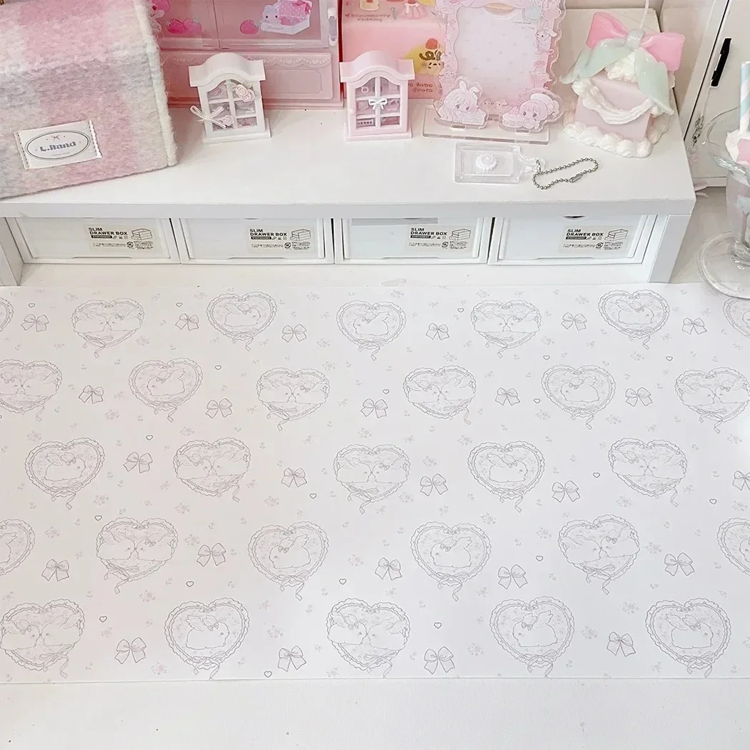 Kawaii Pink Rabbit Girl Heart Leather Desk Pad Mouse Protector Non-Slip Large Mouse Pad Home Office Table Mat Laptop MousePads