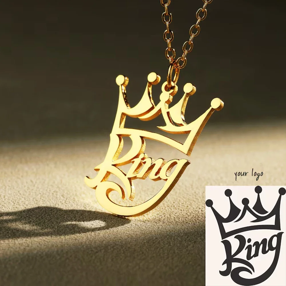 Personaliza tus patrones de fotos, logotipo de la empresa, diseño de collar con insignia, collar con colgante de joyería de acero inoxidable personalizado