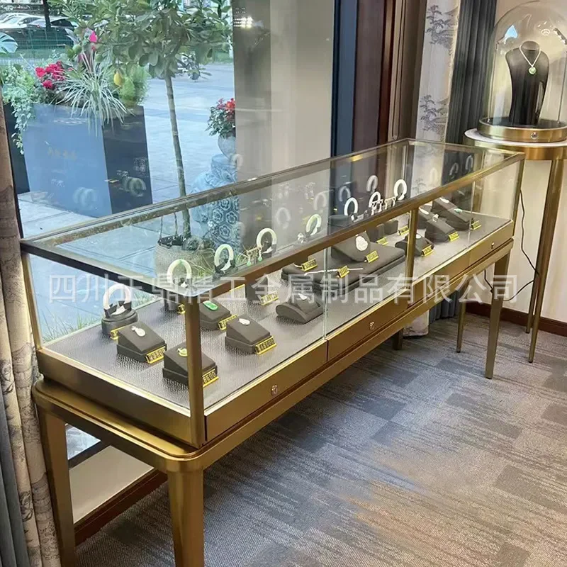 Stainless Steel Jewelry Display Cabinet Pull Out Counter Showcase for Gold Pearl Storage and Exhibition