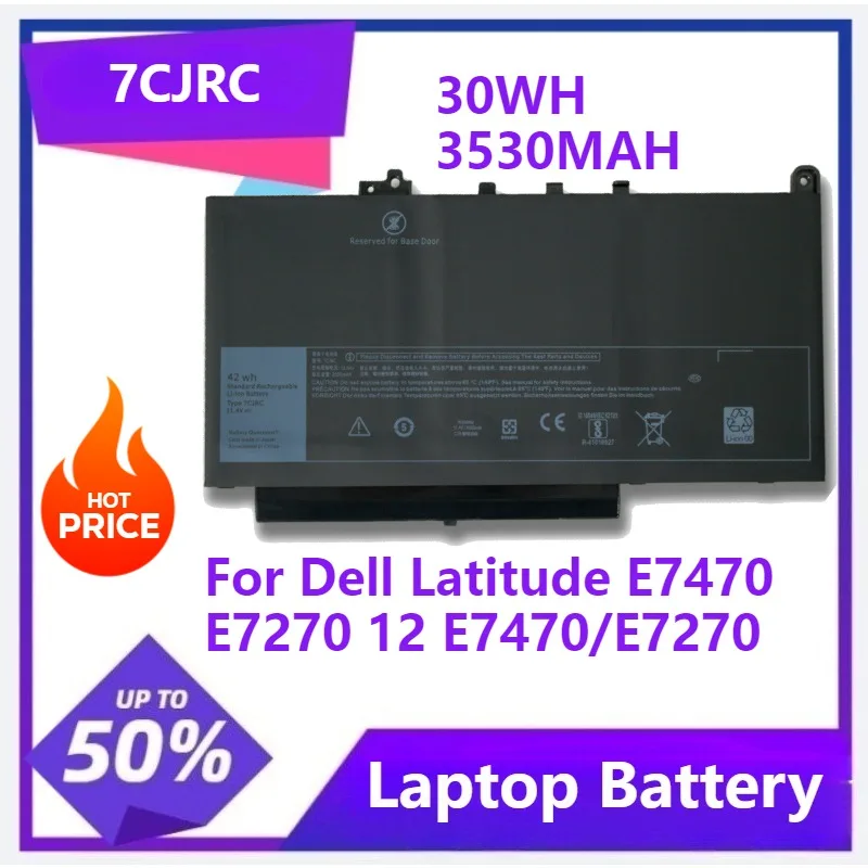 

7CJRC аккумулятор для ноутбука 21X15 F1KTM для Dell Latitude E7470 E7270 12 E7470/E7270 серии 11,4 В 42 Втч 3500 мАч