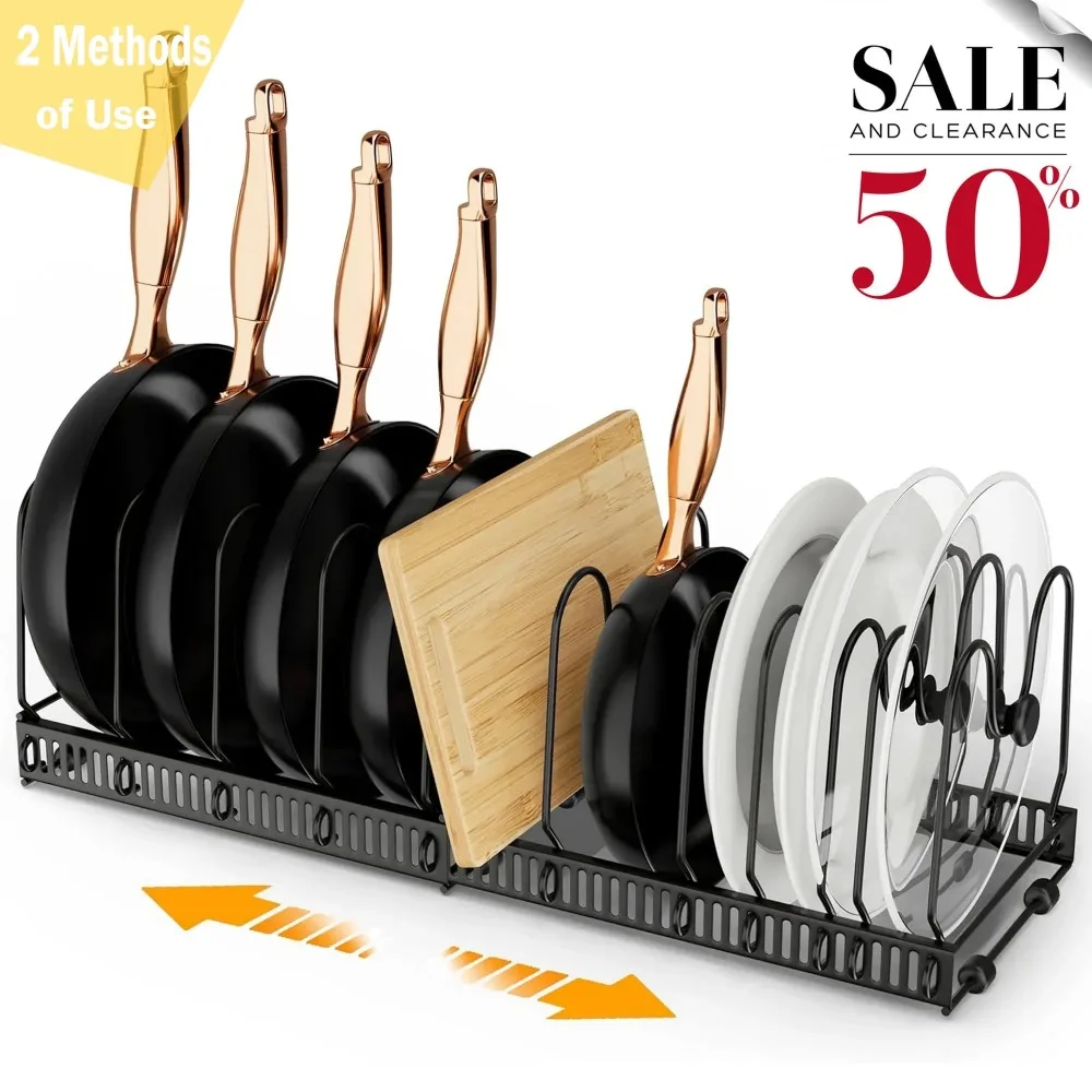 1/2pcs Expandable Pot Lid Organizer, Pots and Pans Lid Rack, Adjustable Pot Lid Holders for Cabinet, Clearance,for Christmas