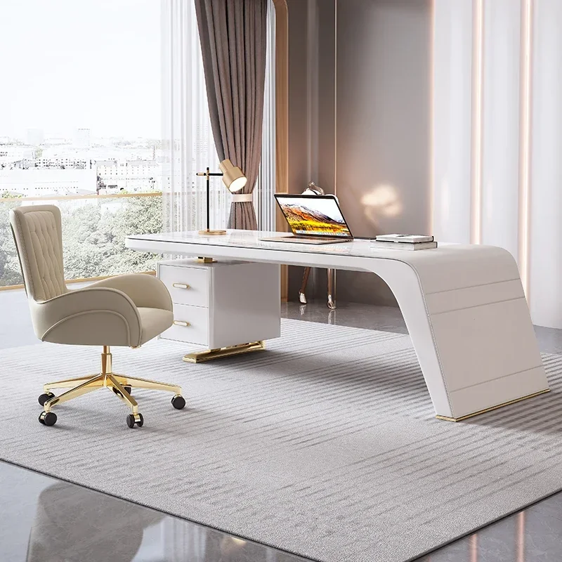 

Designer Light Luxury Stone Plate Desk Simple Modern Female Boss Bookstand Minimalist Writing