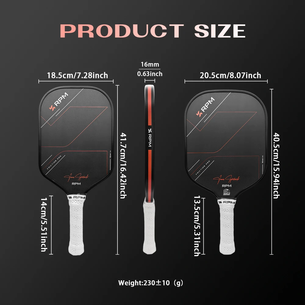 RPM V2 Pickleball-Schläger USA-Standard T700 Carbonfaser Raue Oberfläche Verstärkter Spin PP-Wabenkern 2.0 Leichter Schläger – Detail 10