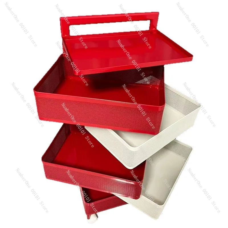 Modern Minimalist Cosmetic Storage Trolley No Installation Bedside Rotating Organizer Rack Multi Layer Mobile Cabinet Living