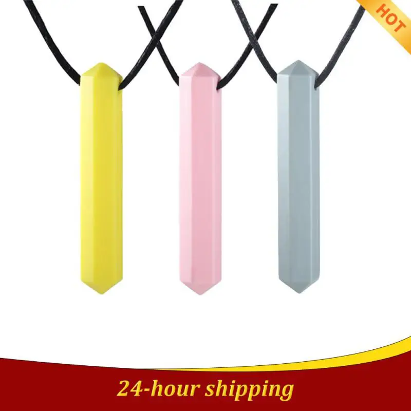 Colors Silicone Baby Teether Autistic Children\'s Sensory Chewing Silicone Teether Pendant Necklace Molar Stick Bite Toys