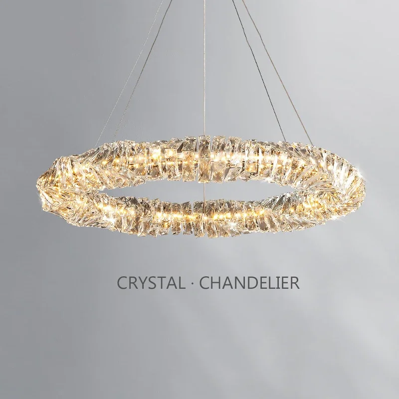 Modern Luxury Crystal Long Ceiling Chandelier Living Dining Room Bar Home Decor Lustre Led Suspend Lamp Decor Fixture