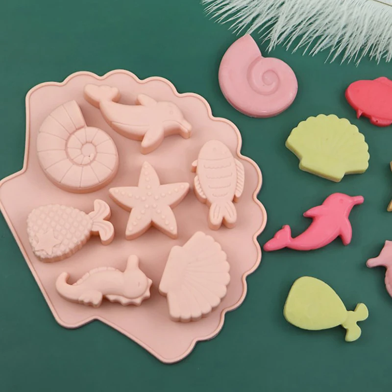 Under The Sea Silicone Chocolate Mold Ocean Marine Animal Dolphin Mermaid Tail Soap Mold Cake Decorating Tools Cupcake Topper*..