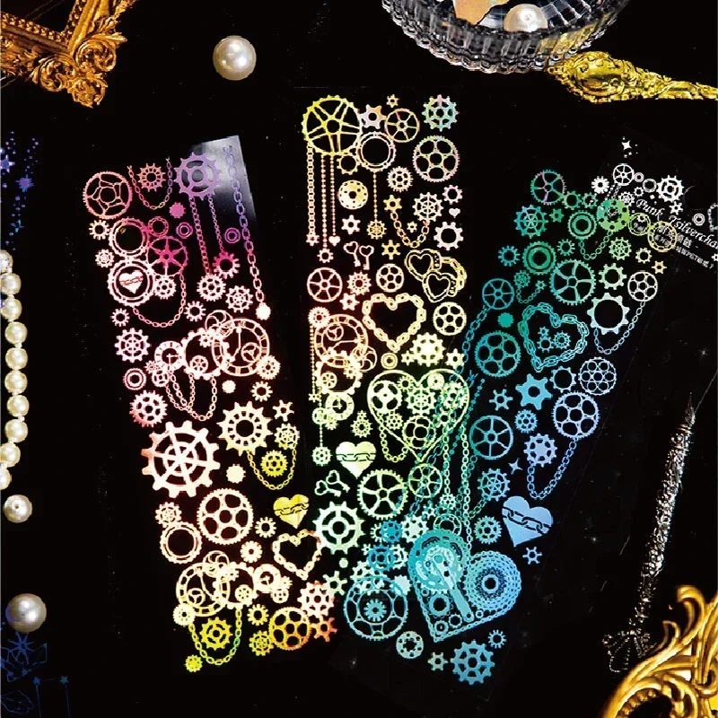 3 أوراق بطاقة الزهور سجل القصاصات ملصقات لامعة عاكسة الليزر الحدود الكولاج الفراشات الزخرفية المواد 215*70 مللي متر #1