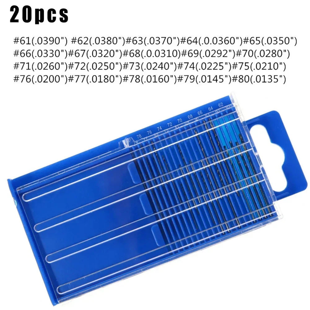 20 قطعة # 61- # 80 مجموعة لقمة مثقاب إمبراطورية صغيرة HSS بوصة مجموعة لقمة ثقب للحرف اليدوية الدقيقة نموذج إصلاح ساعة المجوهرات