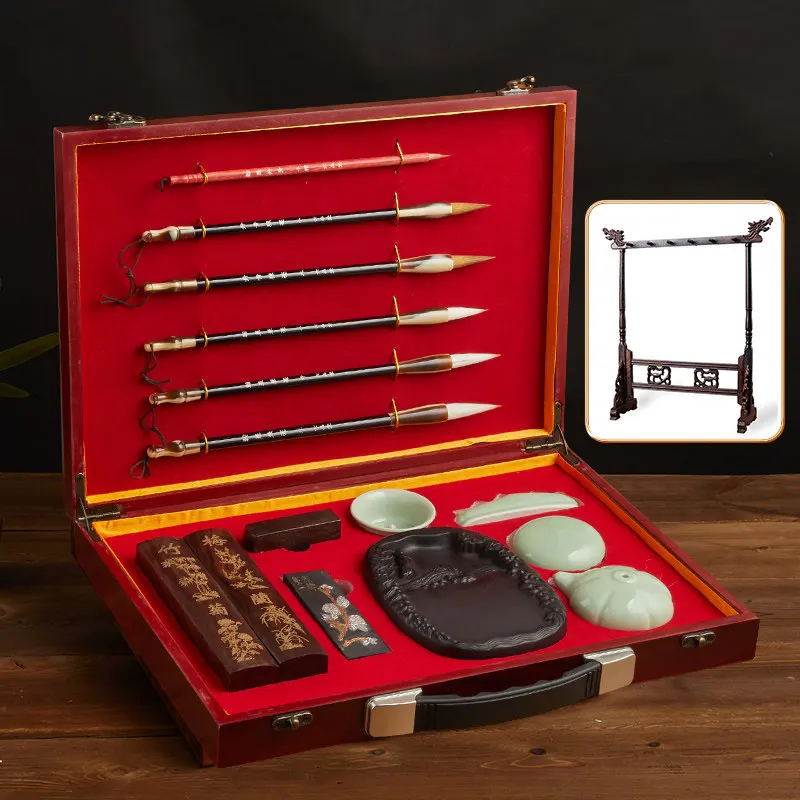 Brush set, four treasures of the study, high-end professional gift box, pen, ink, paper and inkstone boutique set, beginner's en