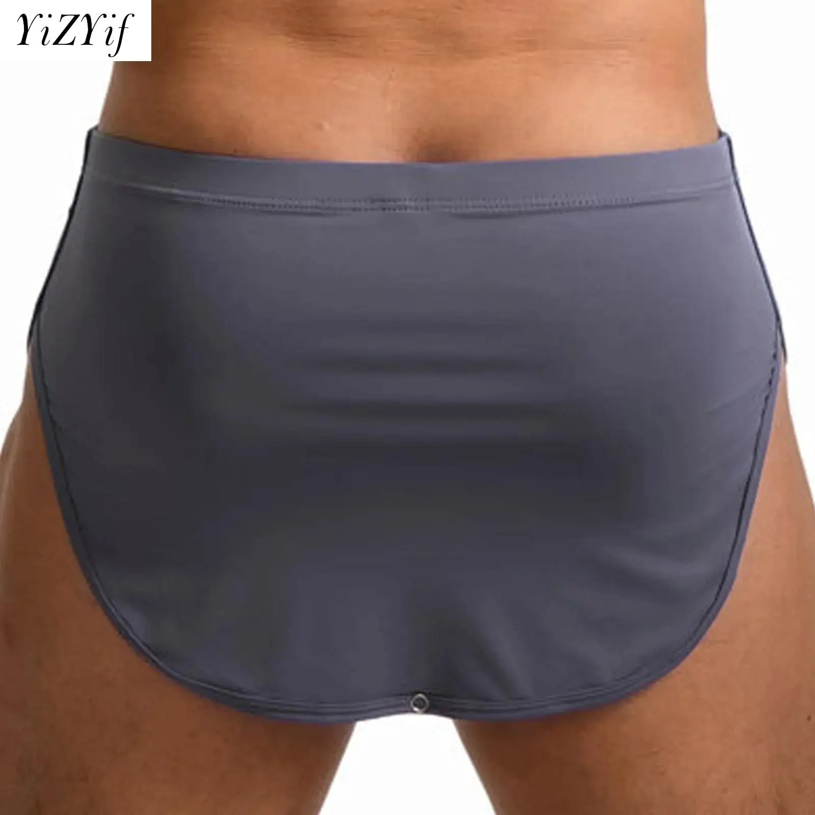 

Mens Boxer Briefs Sides Split Press Button Crotch Panties Elastic Waistband Quick Dry Athletic Shorts for Gym Fitness Swimming