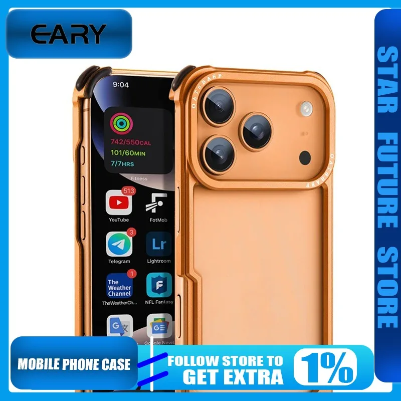 

Ультратонкий чехол из сплава без оправы для iPhone 17Pro 17 Pro Max Air, металлический безрамный минималистичный противоударный чехол с подушкой безопасности и углом