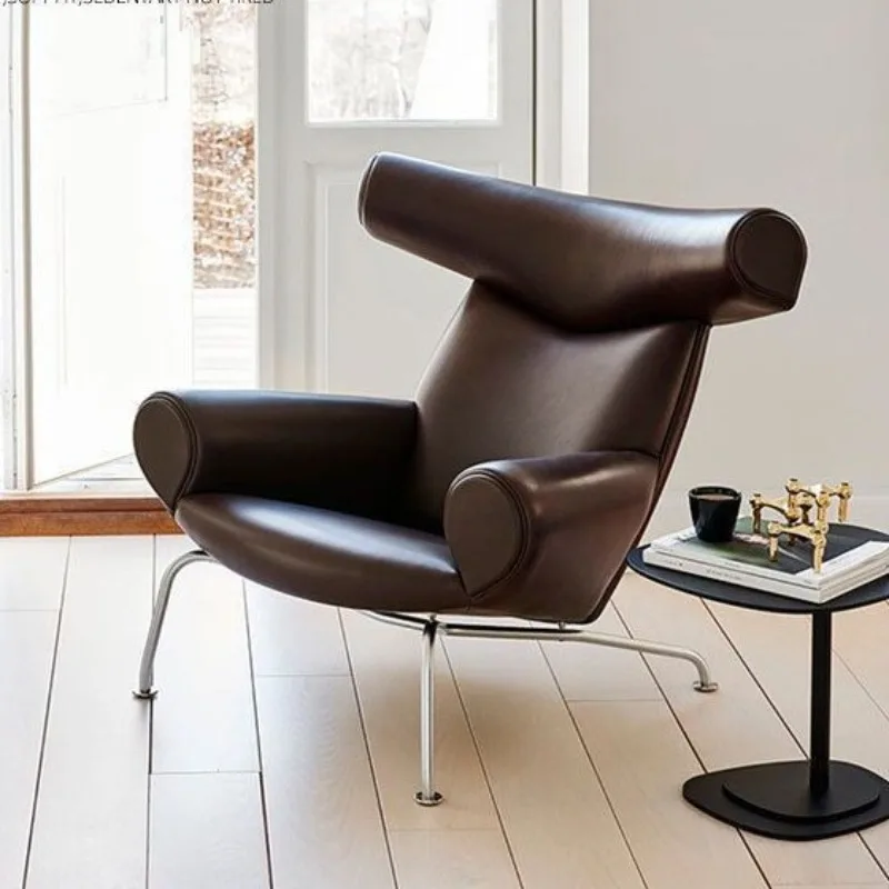 

Bull chair simple office snail leisure, living room single sofa chair foot recliner