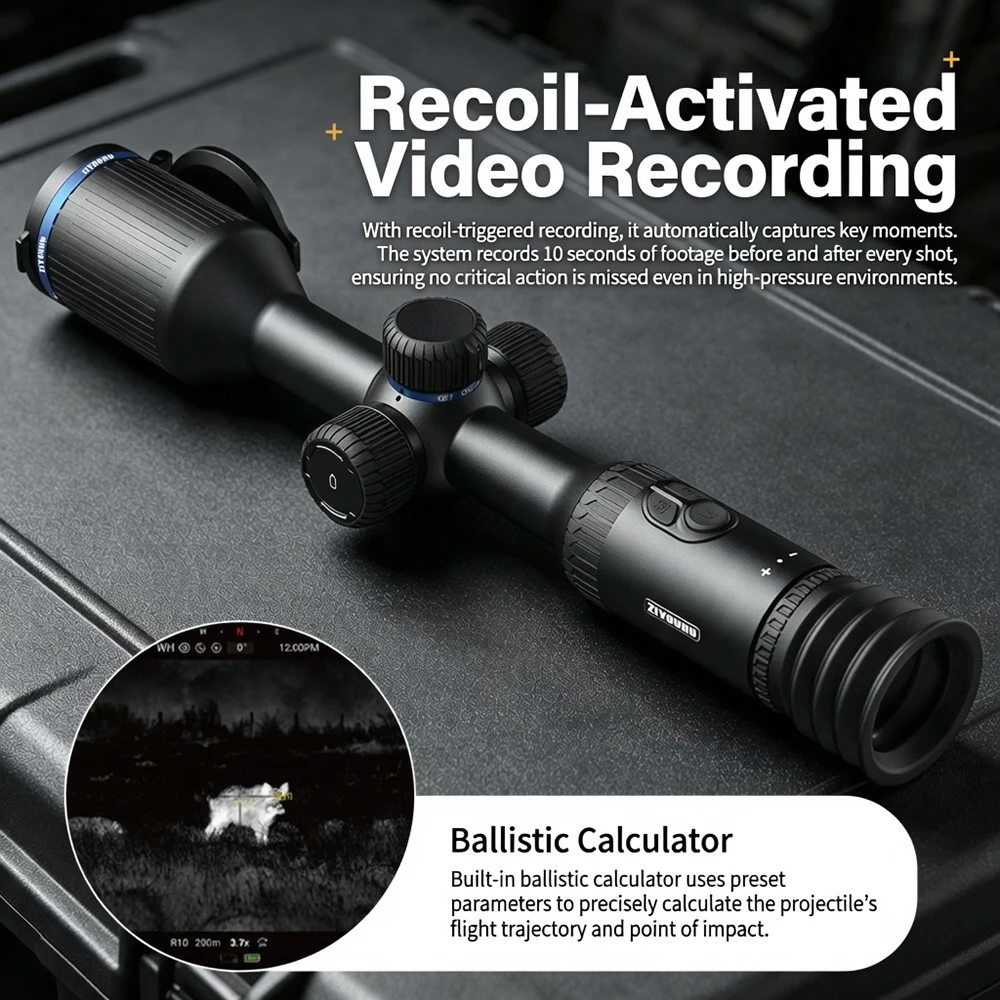 640×512 Thermal Imaging Monocular with Laser Rangefinder - Night Arrow Max, 1200m Detection, 50Hz Refresh Rate, Shockproof 7000J