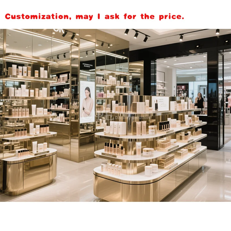 

на заказ. Дизайн интерьера магазина макияжа с современным индивидуальным шкафом с полкой для витрины косметического магазина