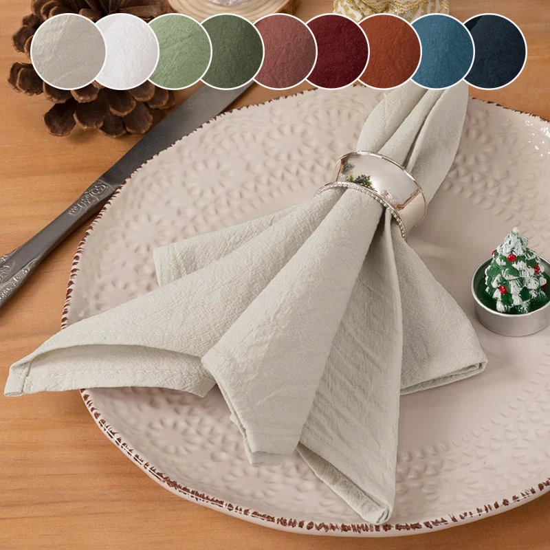 Serviettes de cuisine en coton lavé, texturées à volants, de couleur unie, douces et absorbantes, pour la maison, le Restaurant, la fête de mariage, 6/12 pièces