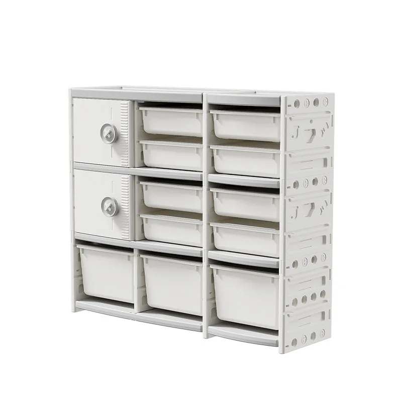 Children's plastic furniture combination multi-layer large-capacity living room wall toy rack integrated storage cabinet
