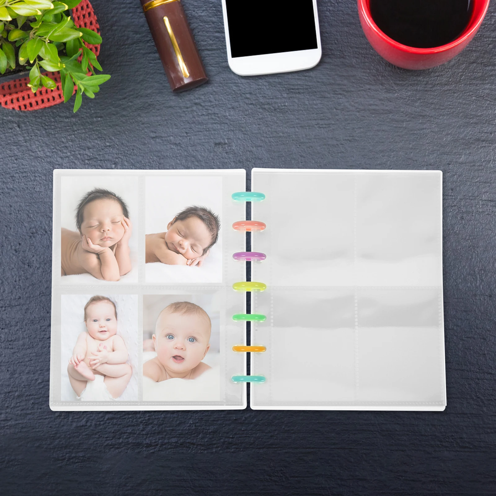 

Mini Photo Album 20 Pages Four Grid Portable Refillable Scrapbook for Pictures Train Tickets Jewelry Cards Collection Reusable