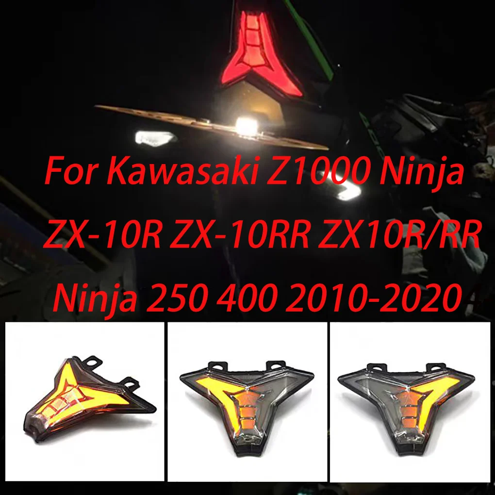 For Kawasaki Z1000 Ninja ZX-10R ZX-10RR ZX10R/RR Ninja 250 400 2014-2020 Rear Tail Light Brake Turn Signals Integrated LED Light