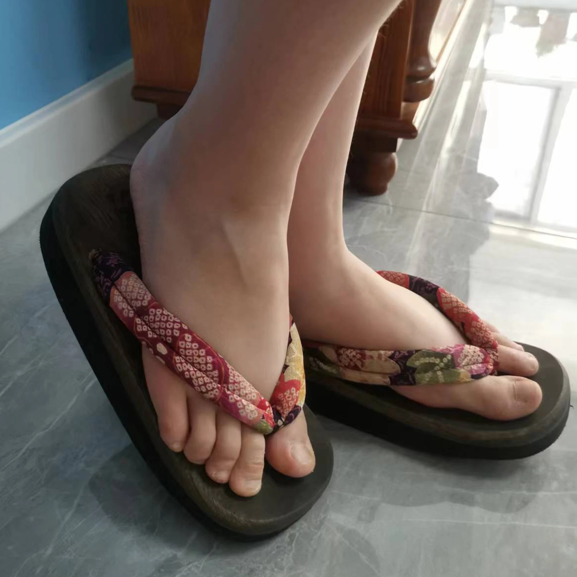 Summer Slipper Clogs Women\'s Slippers Japanese Geta Wooden and Rubber Flip-flops Slippers for size 36/37/38