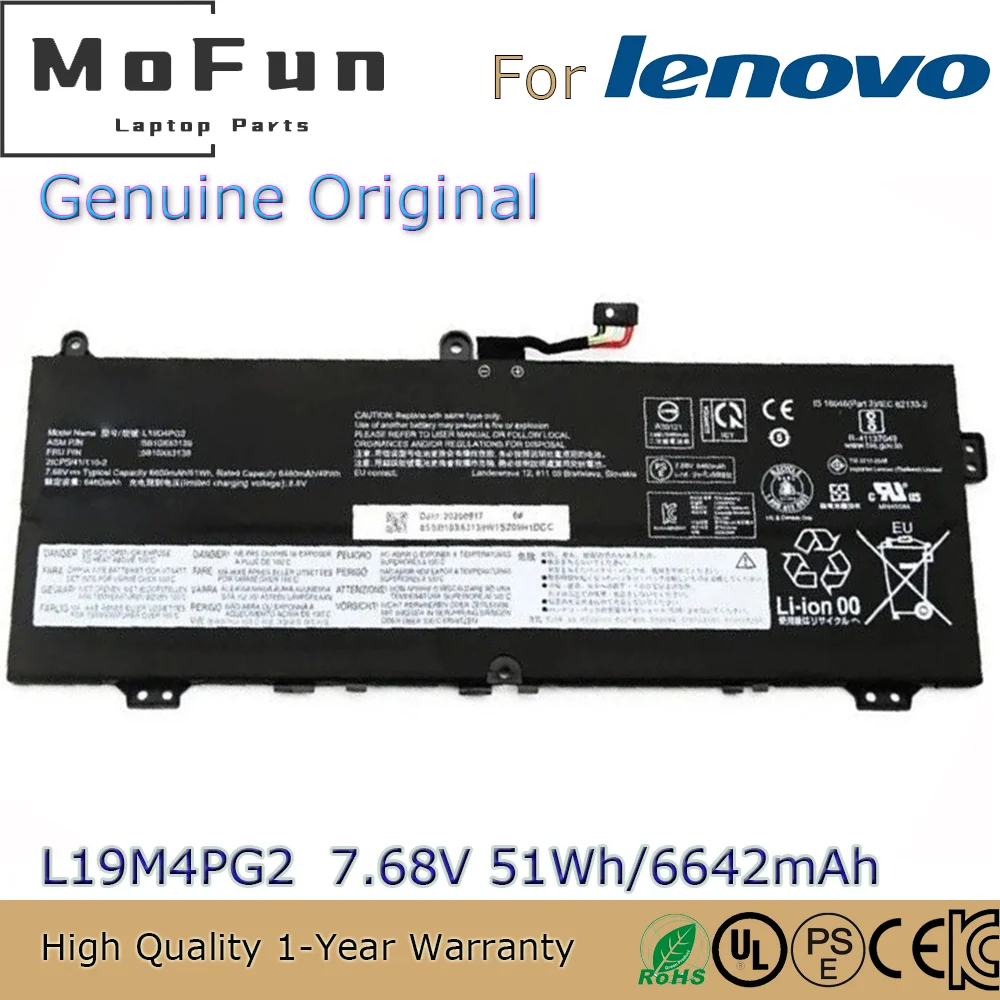 

Brand New Original L19M4PG2 7.68V 51Wh Laptop Battery for Lenovo Ideapad Chromebook Flex 5 CB-13IML05 L19D4PG2 L19L4PG2