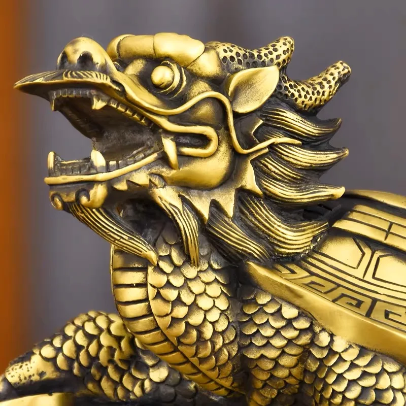 2023 HOME Town house ZHAO CAI dragon turtle FENG SHUI COPPER decorative ornament Bring good luck Recruit wealth Business booming