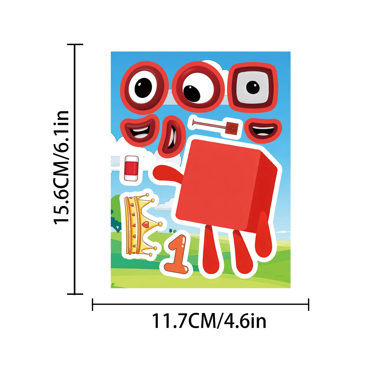 8Sheets Digital Building Blocks Cute Puzzle Stickers Cartoon Building Blocks  Stationery Decor DIY Face Stickers gallery 3