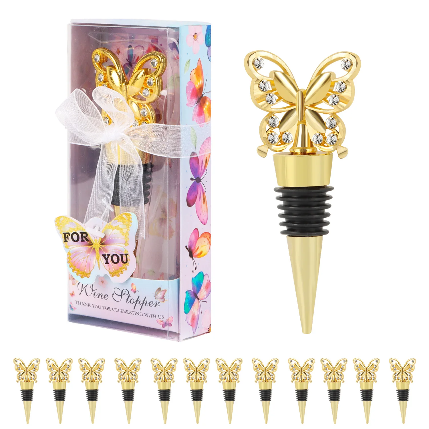 30pcs Wedding Valentine's Day Gift Baby Baptist Gift Butterfly Wine Stopper Welcoming Baby Party Butterfly Bottle Stopper