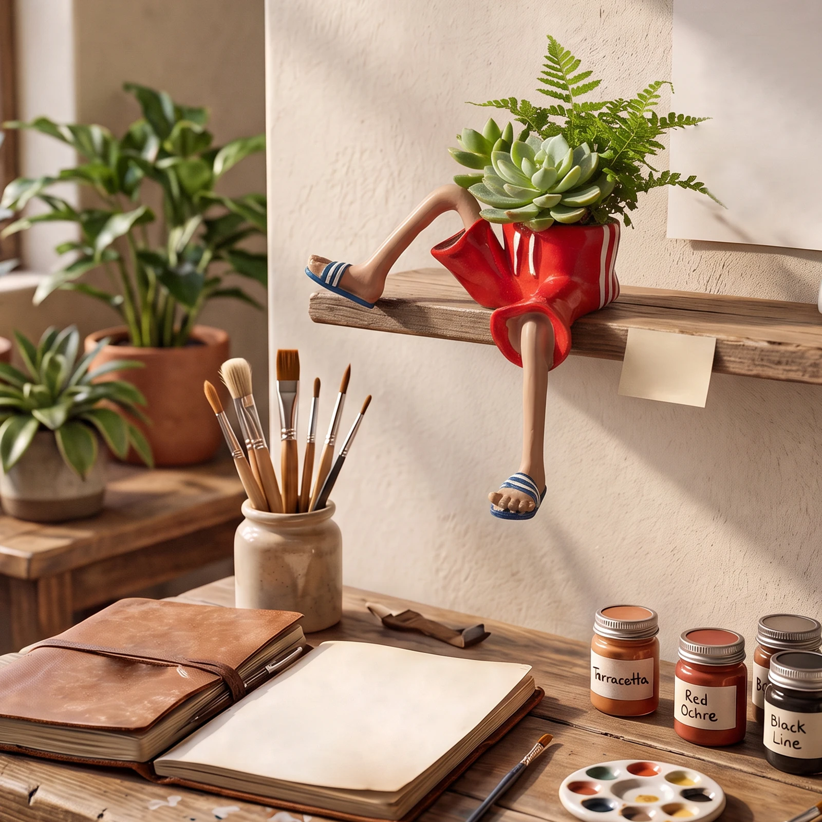 Resin Succulent Planter with Drainage Hole Creative Mini Flower Pot Cactus Herb Greenery Plant Pot for Home Office Desk Decor