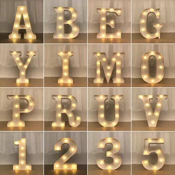 Hochzeit dekorative Name Buchstaben Alphabet Buchstaben LED Lichter leuchtende Nummer Lampe Nachtlicht Party Baby Schlafzimmer Dekoration nach Hause
