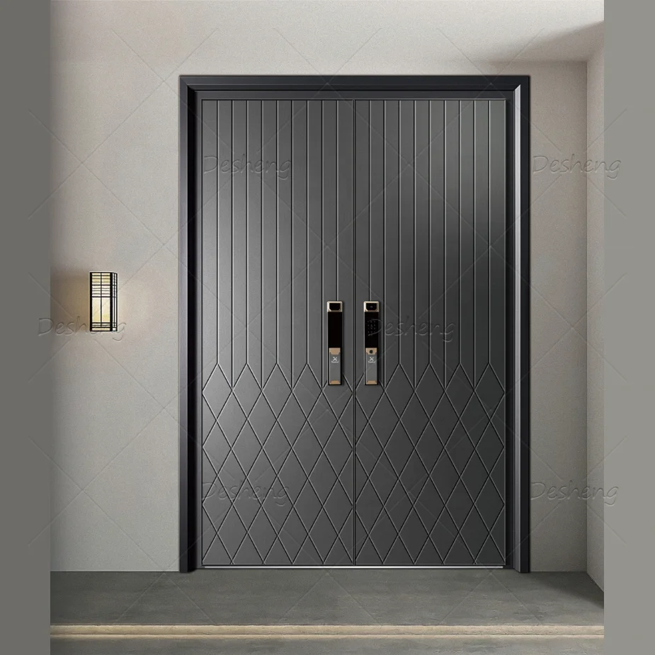 Hot Sale On Promotion Modern Metal Exterior Door Stainless Steel Hinged Security Front Entrance Doors