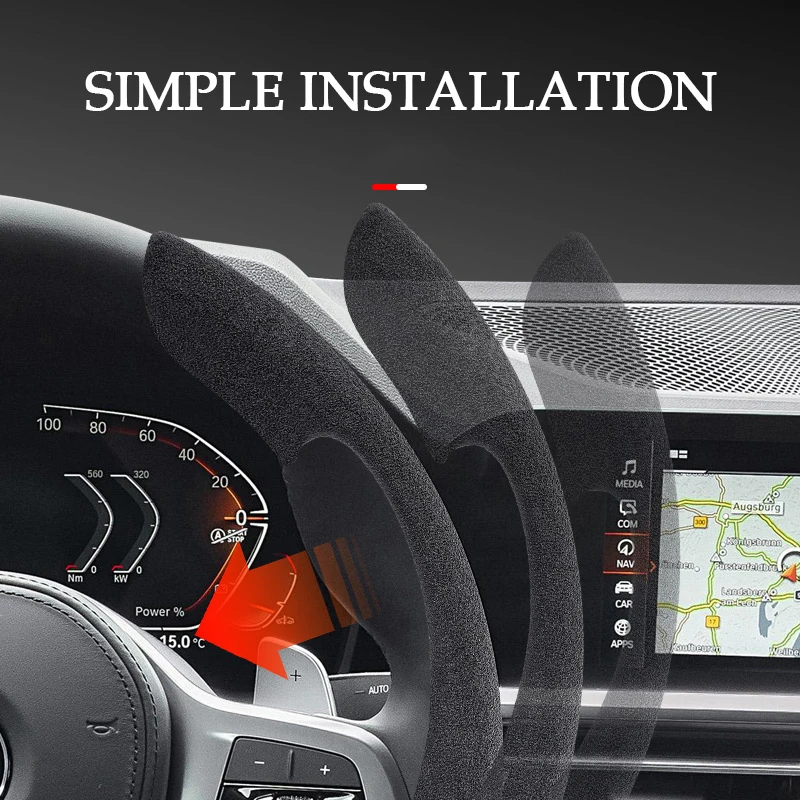 Universal Steering Wheel Cover 38cm 15inch Suede Steer Wheel Booster Cover For Car Anti-skid Protector Accessories
