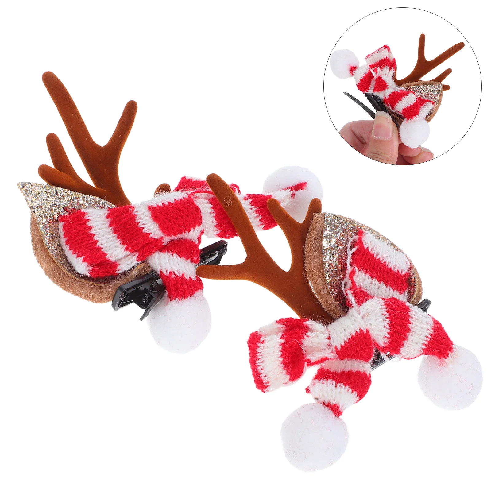 

2Pcs Christmas Reindeer Hair Clips Cute Antlers Ears Barrettes Holiday Party Festive Hair Accessories Cute Deer Horn Clips