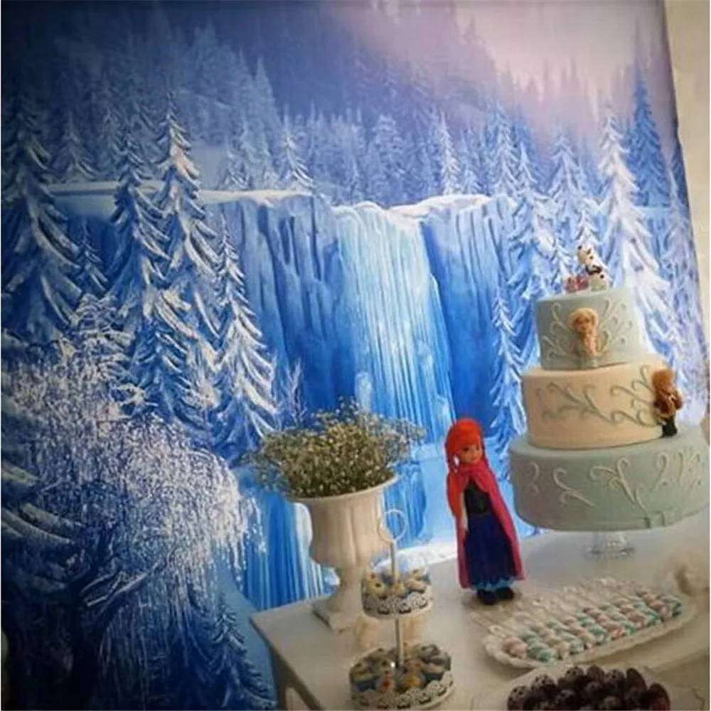 Cymbozin Frozen Waterfall Winter Wonderland Photography Backdrop Icefall Princess Girl Birthday Party Photo Booth Background