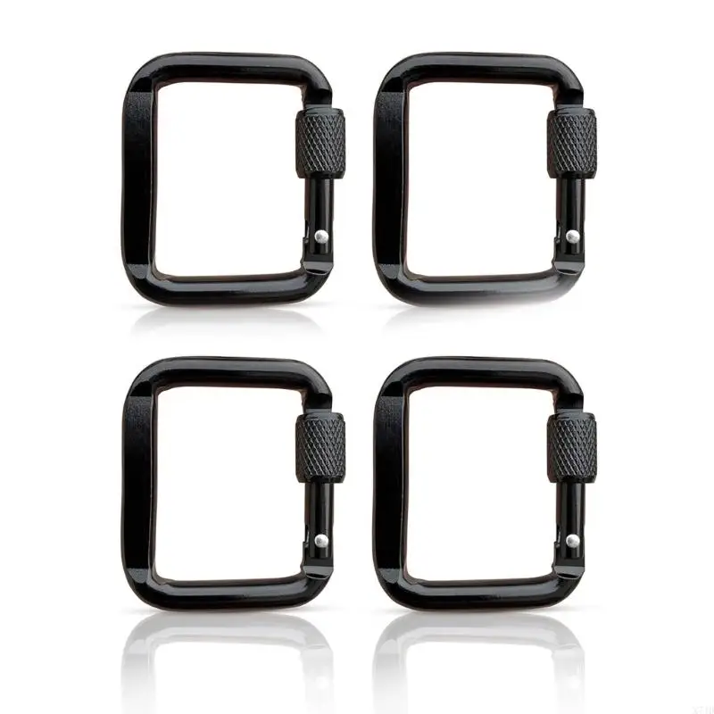 

X7JD 4 Pcs Square Quick Link Locking Carabiner Buckle Outdoor Keychain Clip Hook