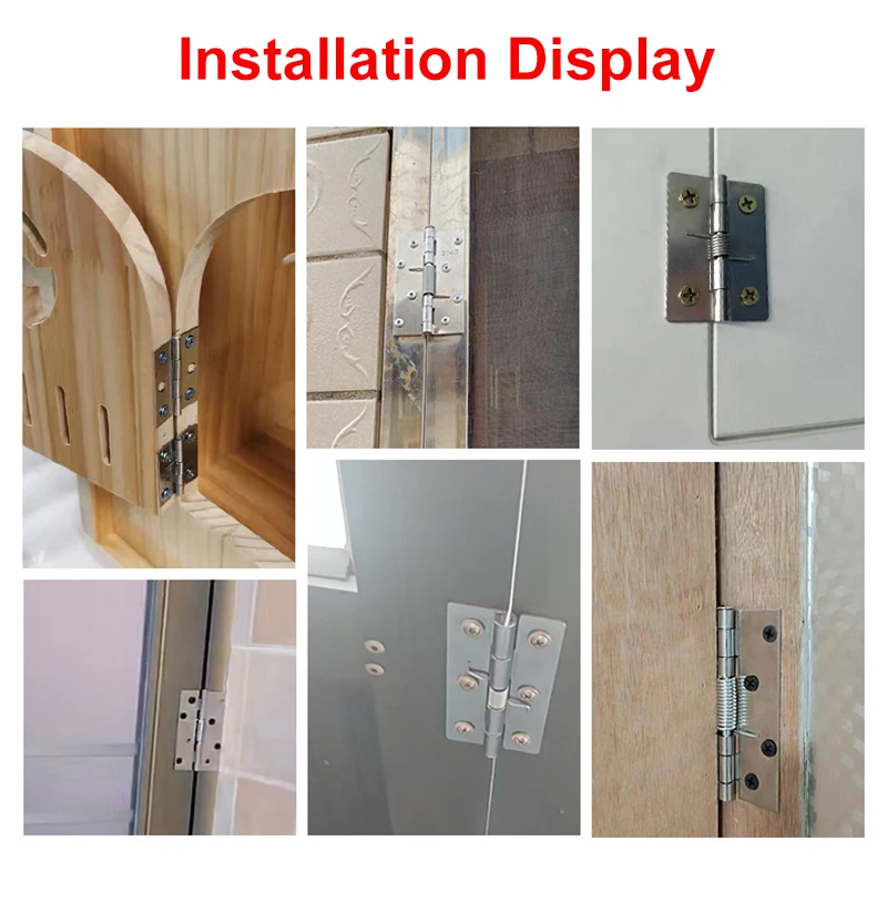 2Pcs Self Closing Spring Hinges 2" 3" 4" Stainless Steel Hinge Spring Loaded Hinges with Screws DIY Hardware for Door Cabinet